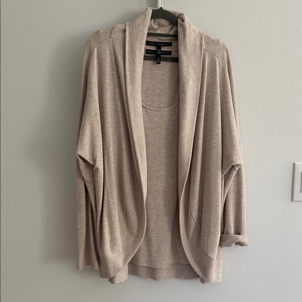White House Black Market Cream Cardigan Tank Top and Sweater